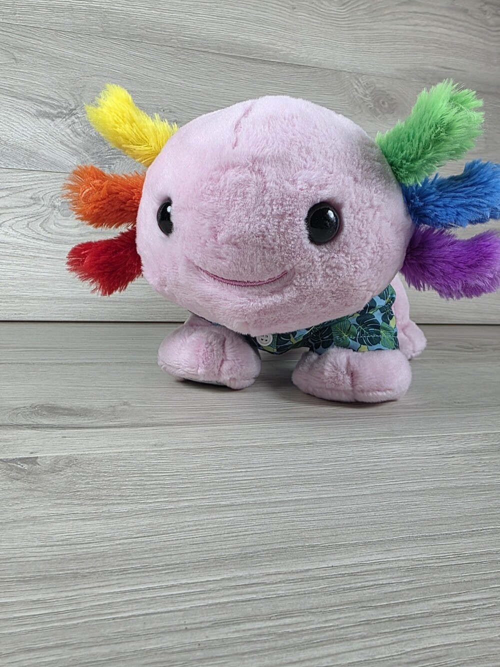 Build-A-Bear Plush Stuffed Animal with Rainbow Accents and Patterned Shirt – 220